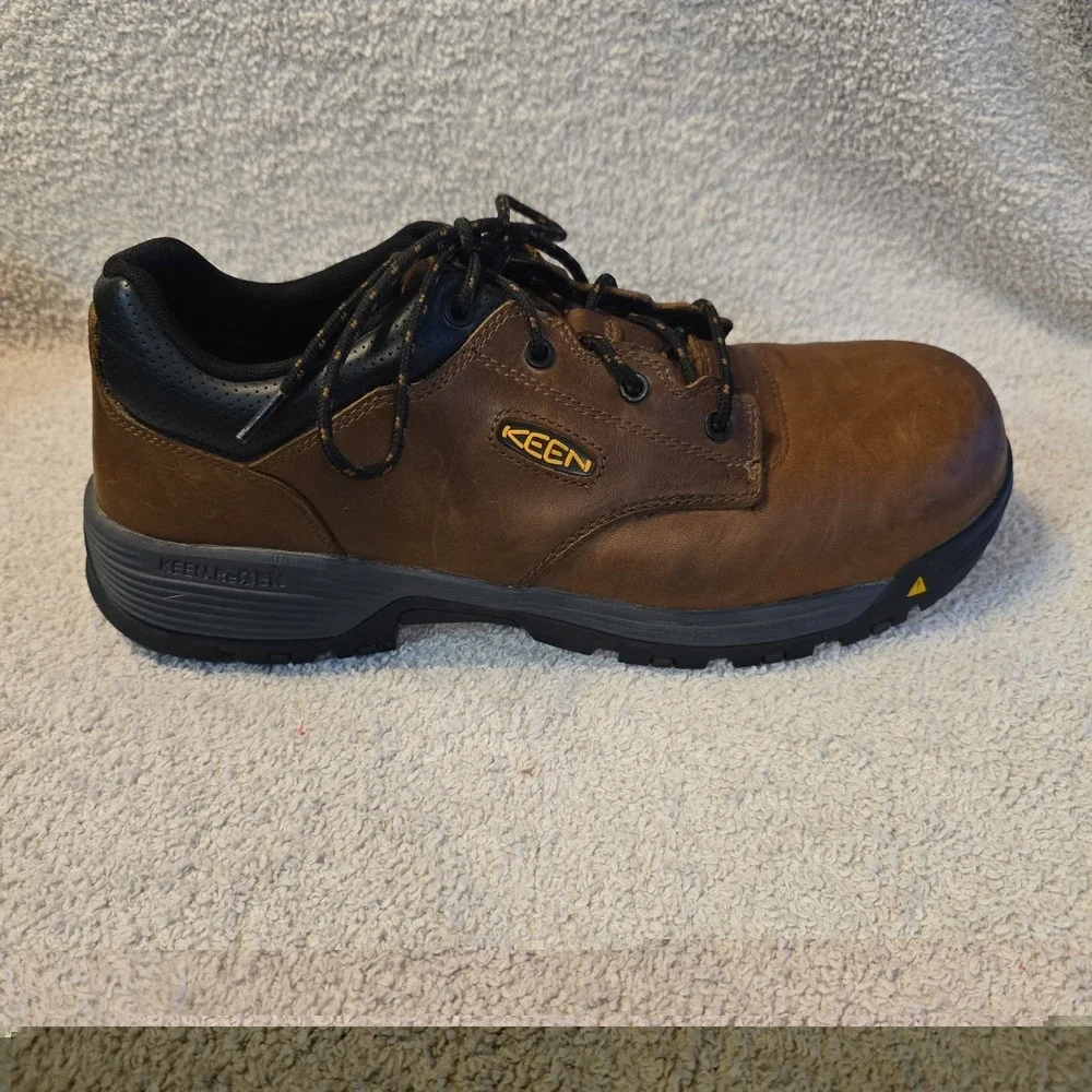 KEEN Chicago Oxford Work Utility Carbon Toe Safety Shoes Brown Leather Sz 14D